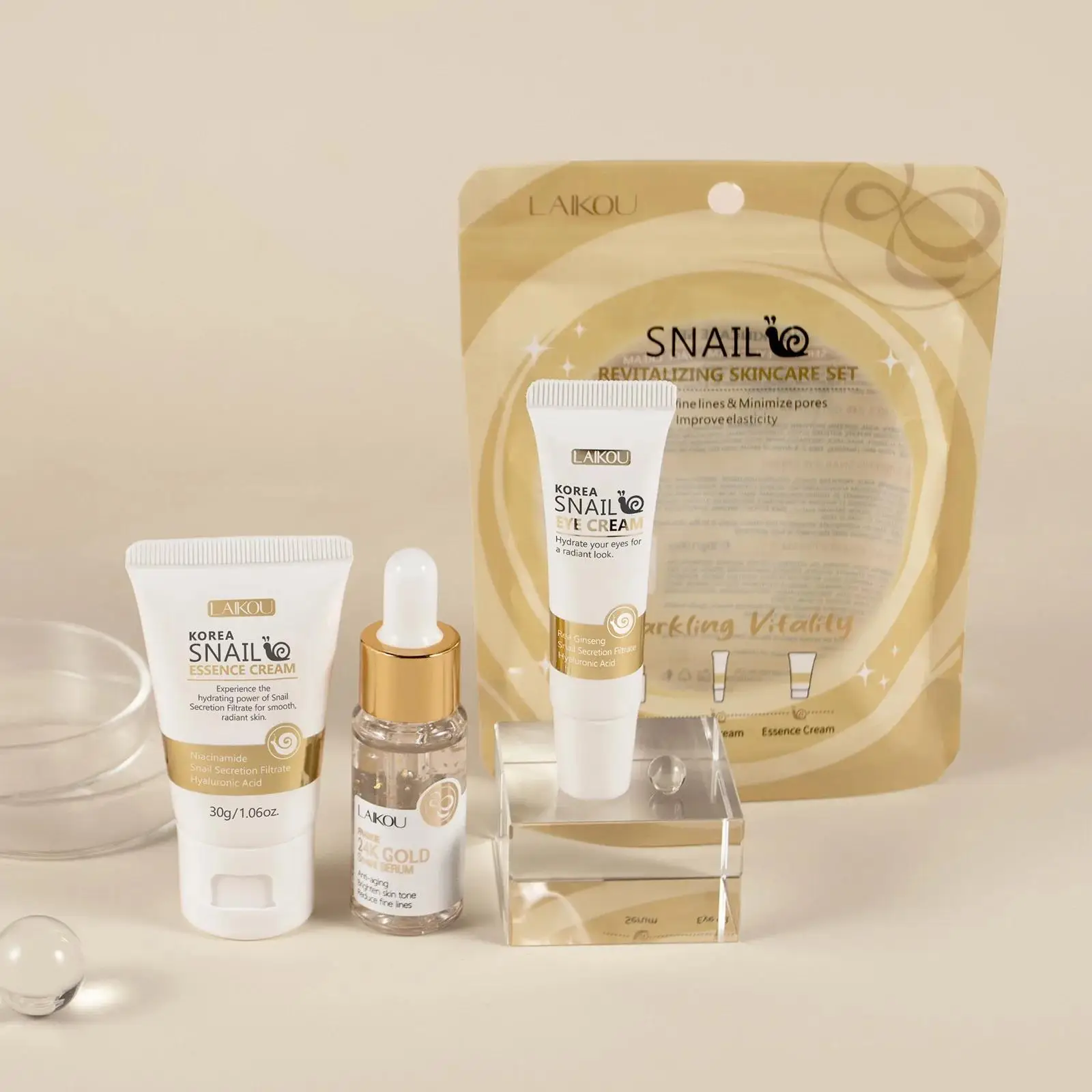 Luxury Skincare Set For Women - 24K Oro Lumaca Siero Riparatore Crema